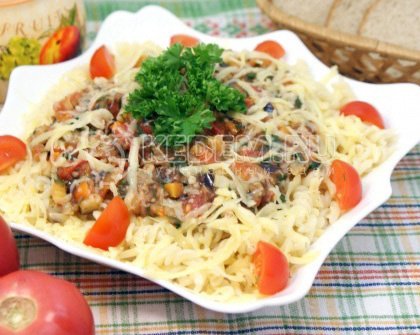 Овощи с макаронами и сыром